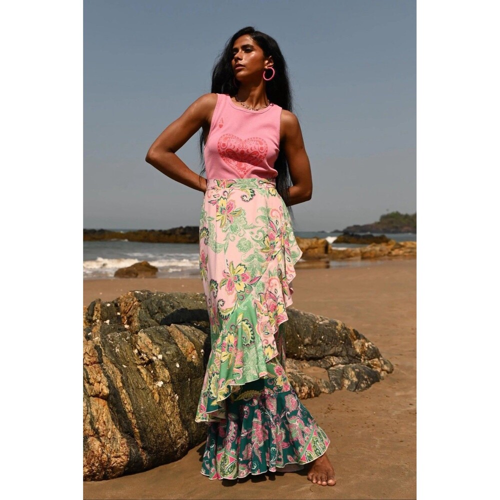 Talisman The Label Boho Fairycore Rosa Frill Skirt NWOT $114 Size S